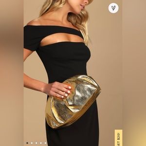 Lulus gold ruched clutch NWT